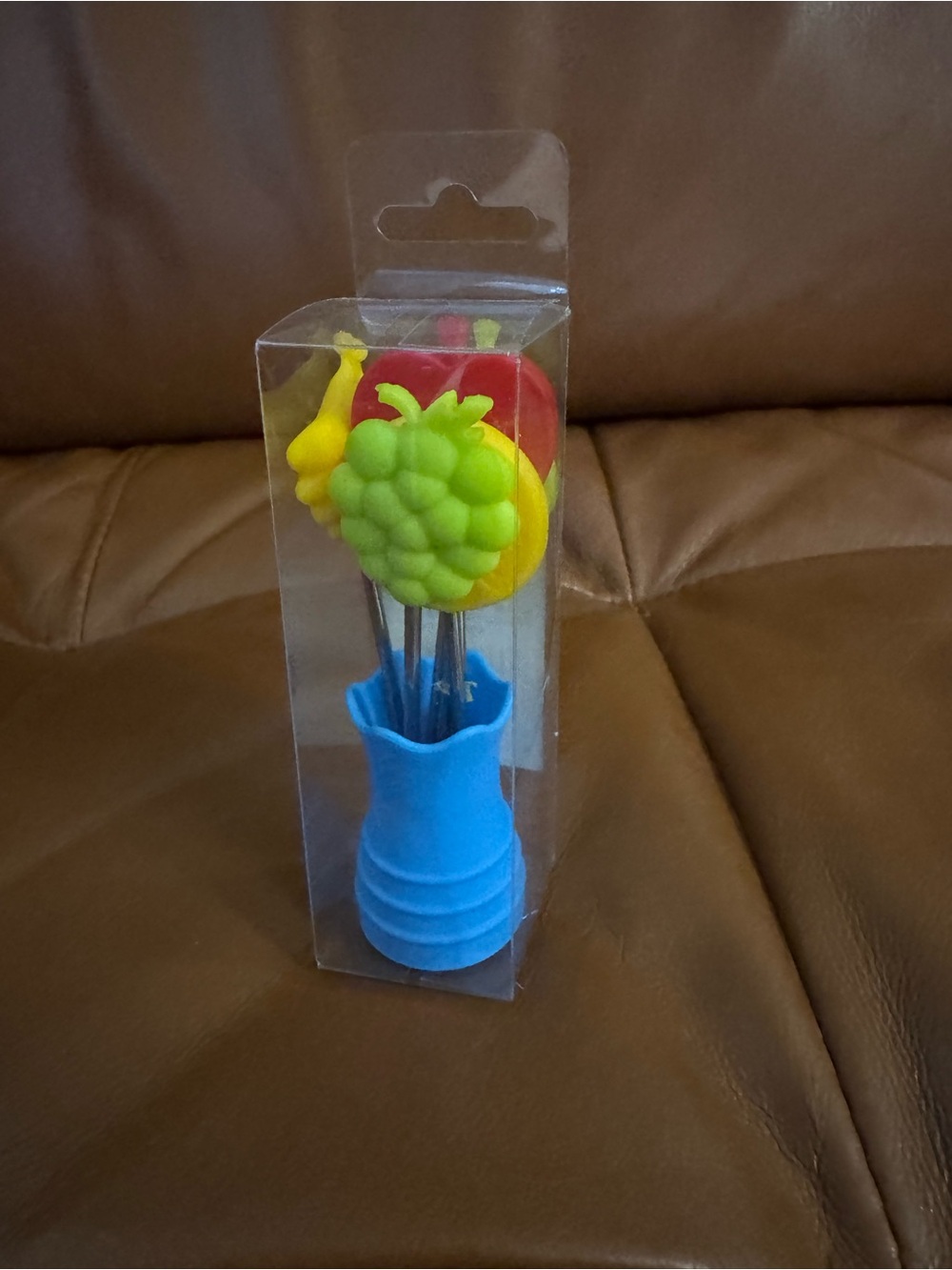 ASOKO Japan Novelty Fruit Pick Set Silicone Vase Holder Bento Cocktail Picks NIB